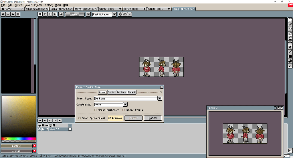 Can't export sprite sheet - Help - Aseprite Community