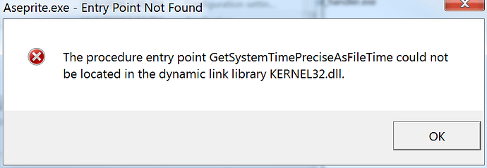 latest version of aseprite error