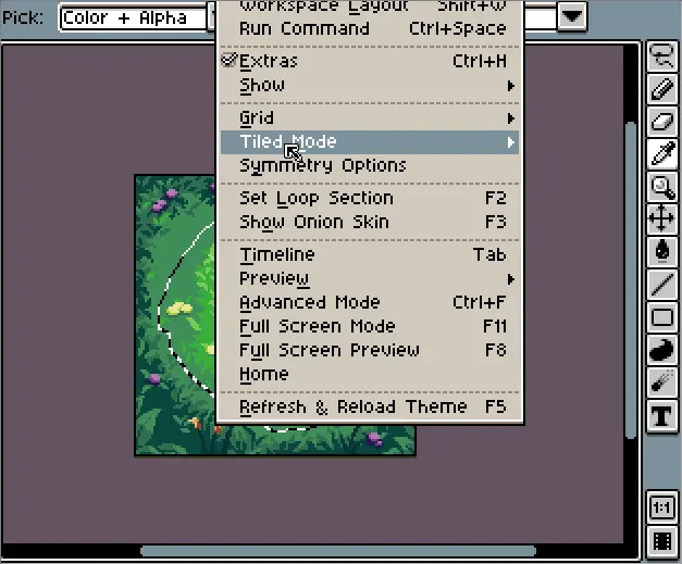 Wrap selection in tiled mode