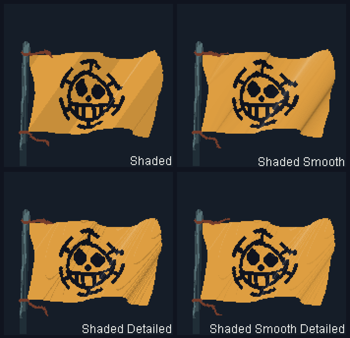 Demo flag law curve shaded comparison